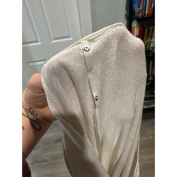 White House Black Market Shimmer Fringe Poncho Size Medium - Picture 8 of 12